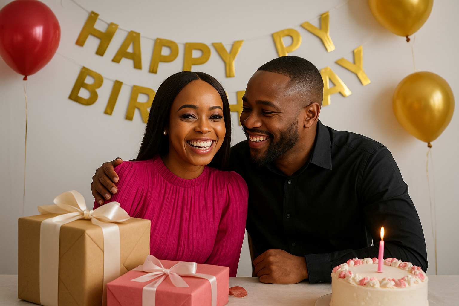 Ntando Duma birthday celebration with Una Rams, showing love, joy, and heartfelt moments