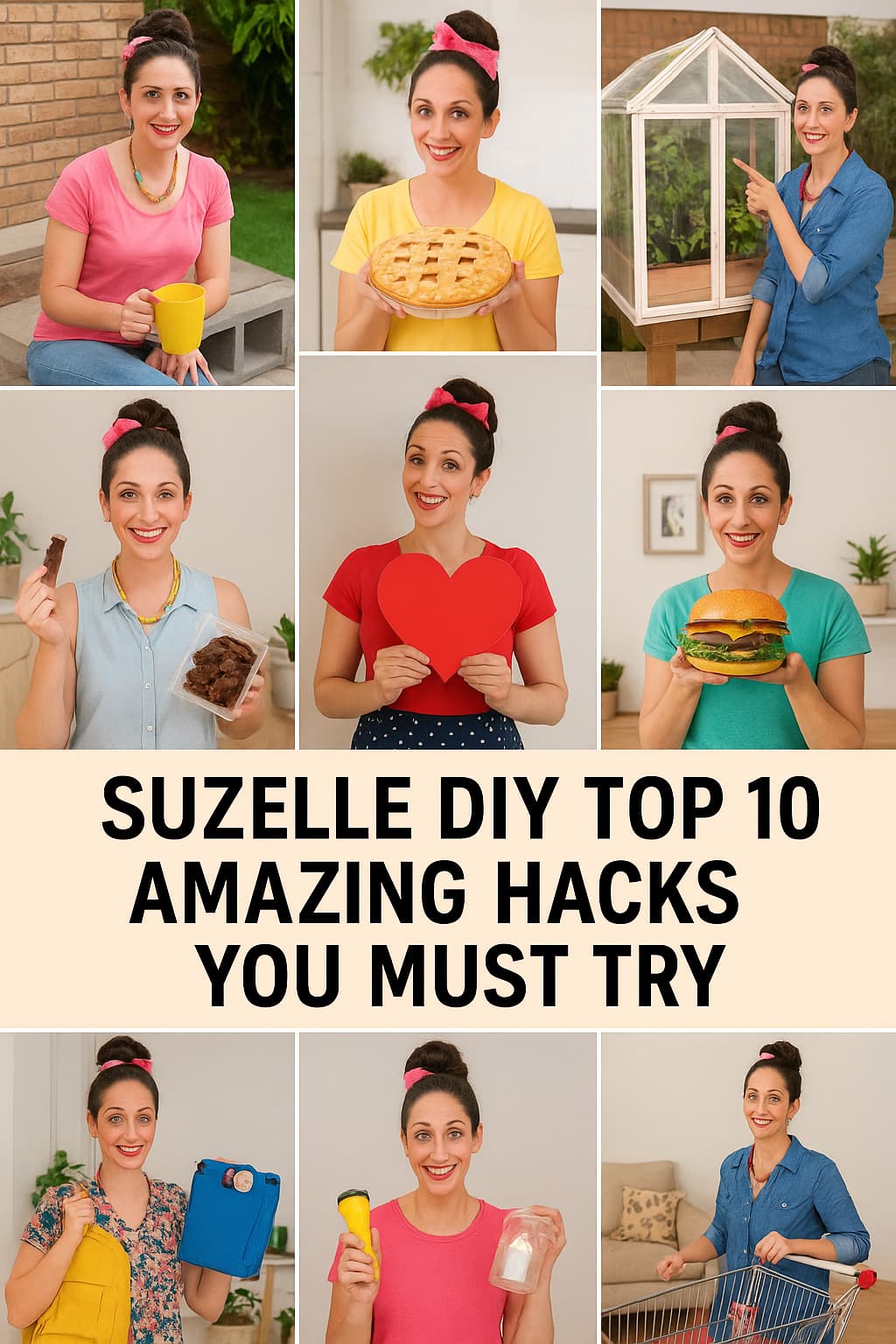 Suzelle DIY top 10 projects collage showcasing creative home hacks and crafts