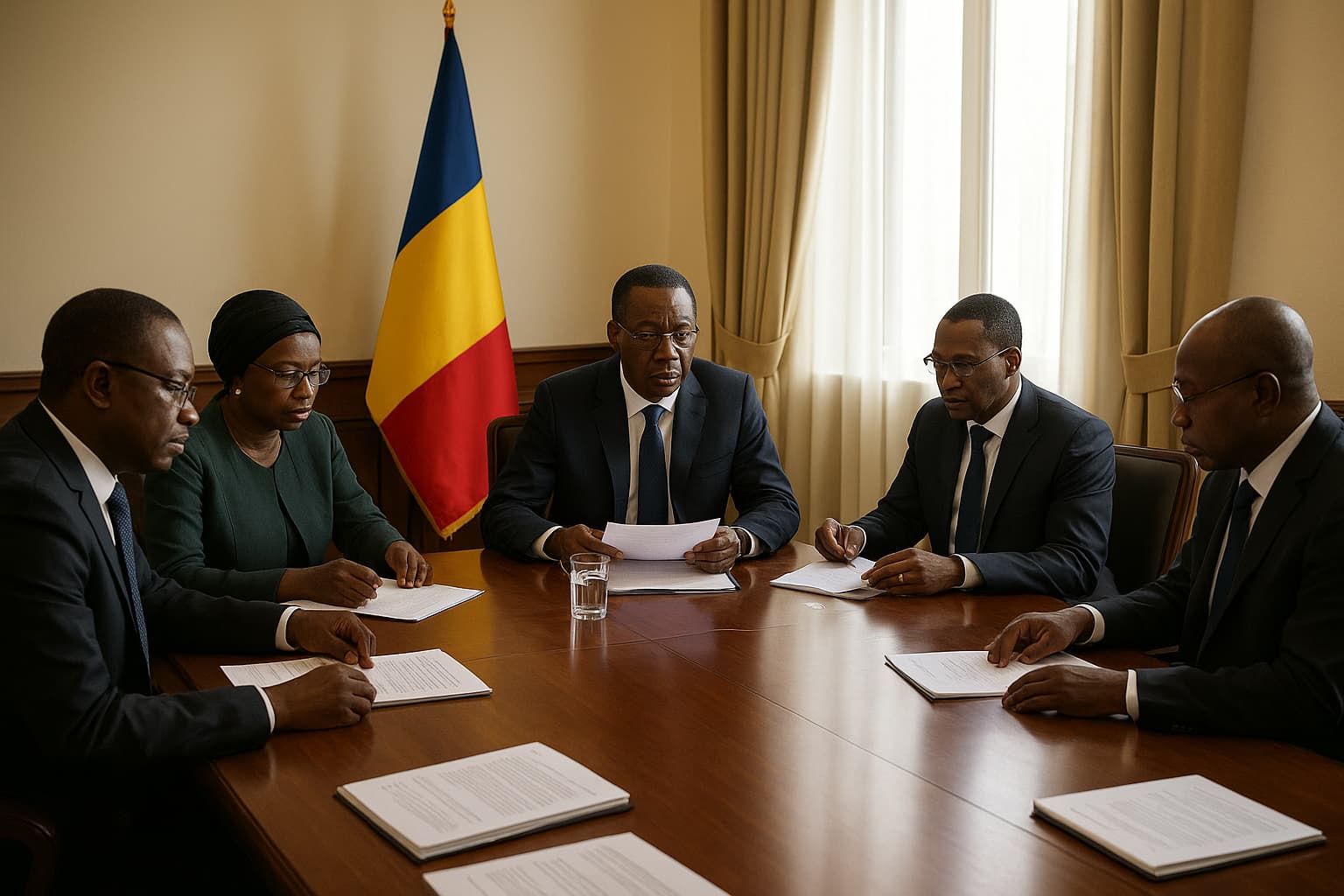 Chad constitution reforms discussed by officials in a conference room