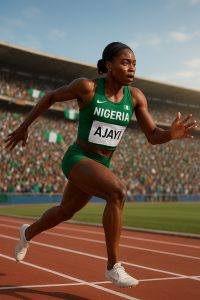 Nigeria 100m Final And Amazing Facts About Ajayi’s Historic Run Nigeria 100m Final: Kanyisola Ajayi crossing the finish line in a historic race