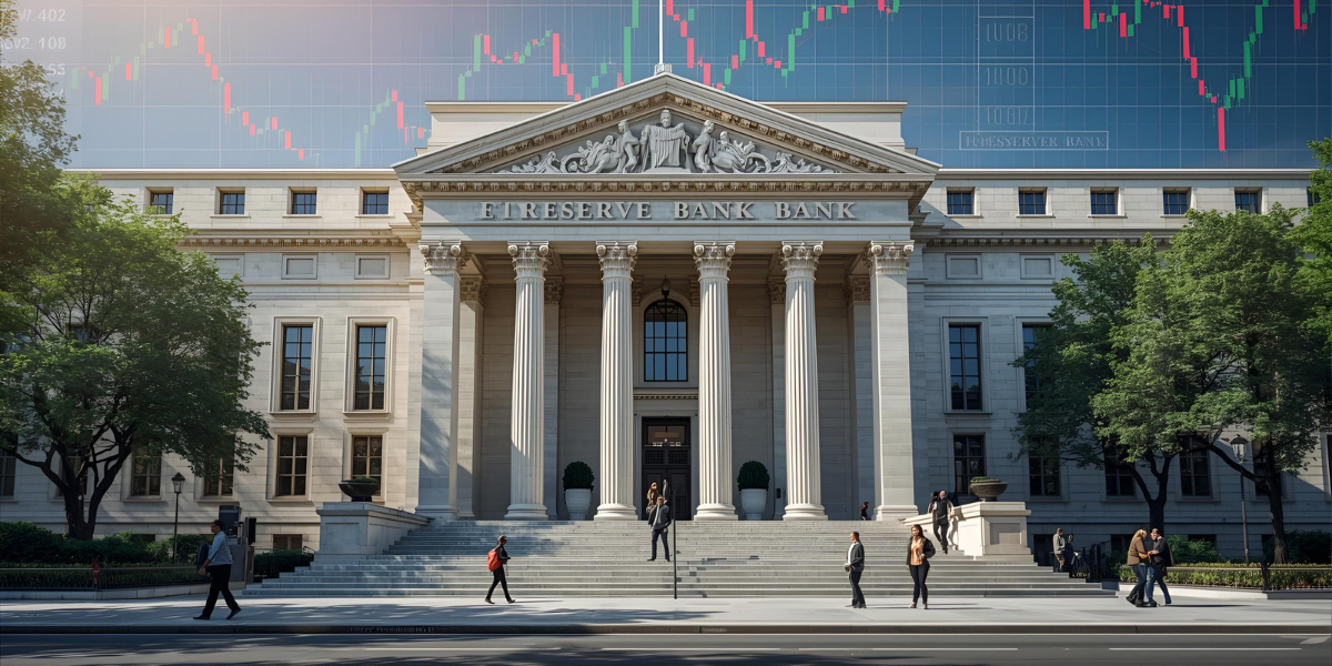 People outside a bank building representing Reserve Bank rates and monetary policy