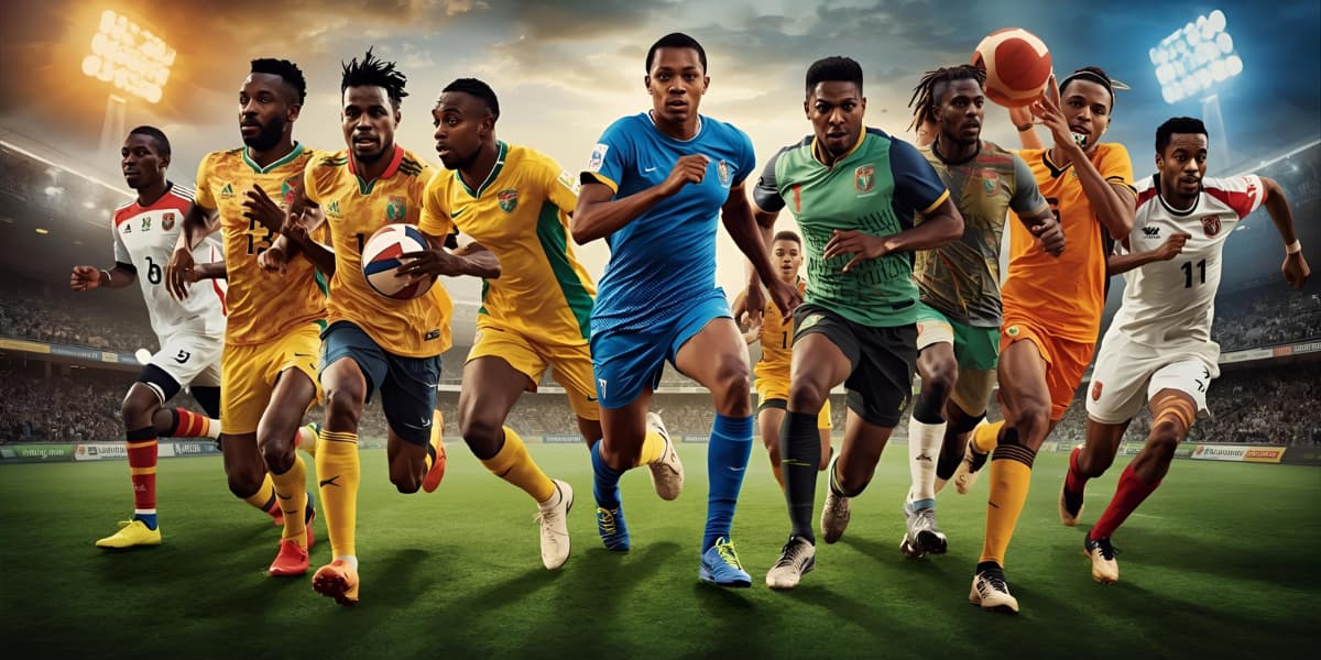 Africa Sports highlights featuring football, basketball, athletics, and rugby